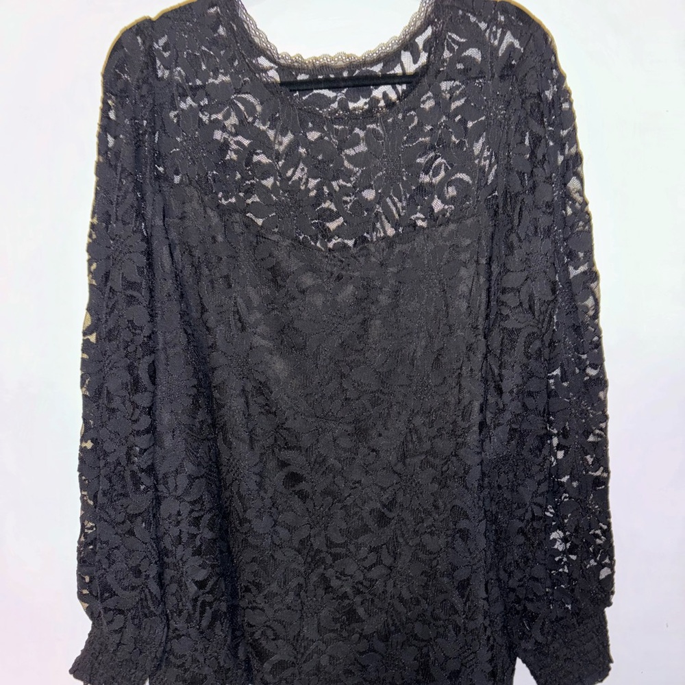 Torrid Black Lace Long Sleeve Blouse